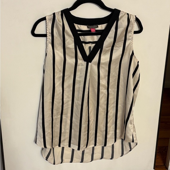 Vince Camuto Tops - Vince Camuto Sleeveless Black and White Striped Blouse